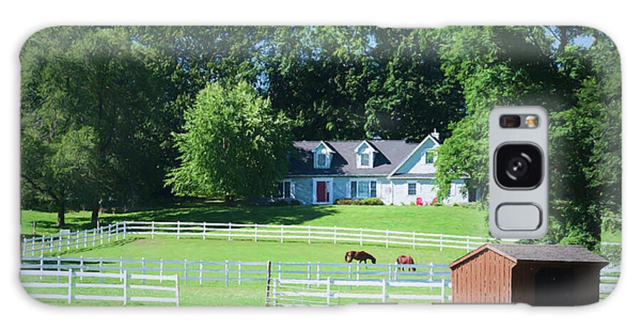 Horses In Fenced Pasture Galaxy Case featuring the photograph Horses In Fenced Pasture by Anthony Paladino