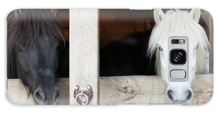 Horse Galaxy Case featuring the photograph Horses Leaning Over Stable Doors by Stefanie Grewel
