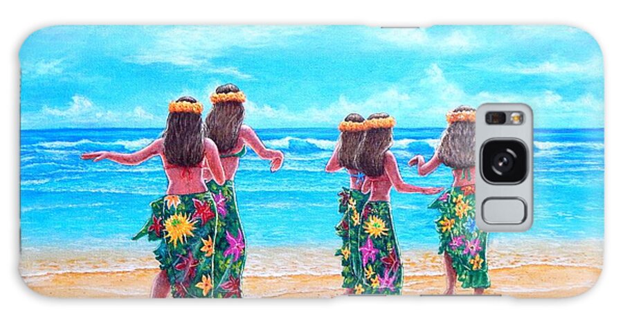 Hawaii Galaxy Case featuring the painting Hula Dancers Hawaii by John YATO