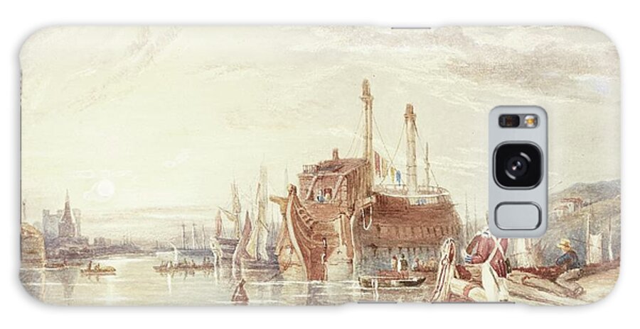 Boat Galaxy Case featuring the painting Hulk In Falmouth Harbour by William Clarkson Stanfield