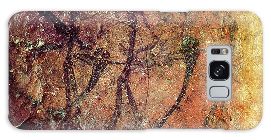 Bow (weapon) Galaxy Case featuring the painting Human Figures With Bows, Cueva Del Civil, Tirig, Barranc De La Valltorta, Valencia, Spain by Prehistoric
