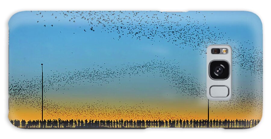 Large Group Of People Galaxy Case featuring the photograph Hundreds of people gather to see the world's largest urban bat colony by Dan Herron