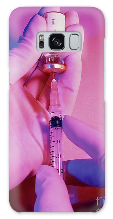 Syringe Galaxy Case featuring the photograph Hypodermic Needle And Syringe Being Filled by Cordelia Molloy/science Photo Library