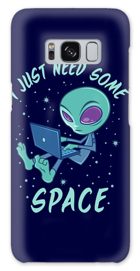 Alien Galaxy Case featuring the digital art I Just Need Some Space Alien with Laptop by John Schwegel