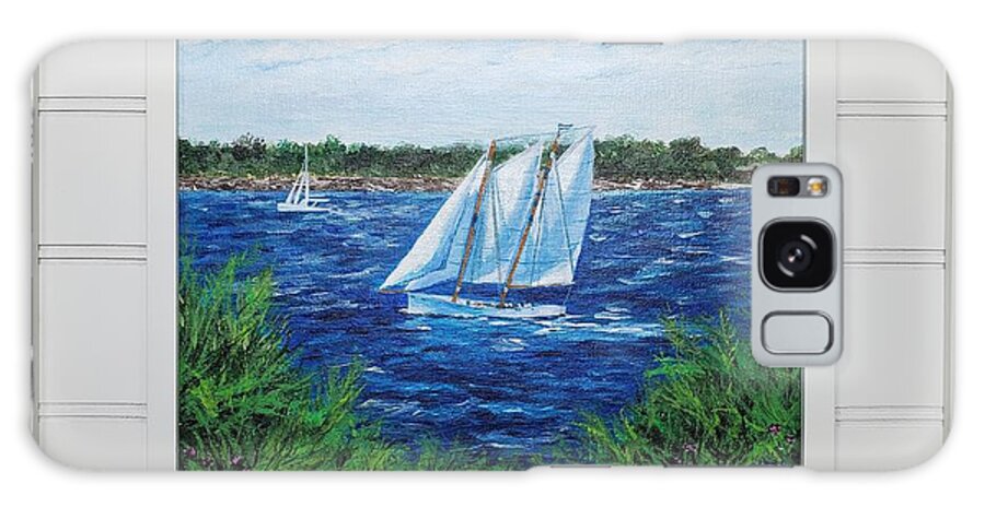 Boat Galaxy Case featuring the painting I Spy A Schooner - with frame - Seilglede 5 by C E Dill