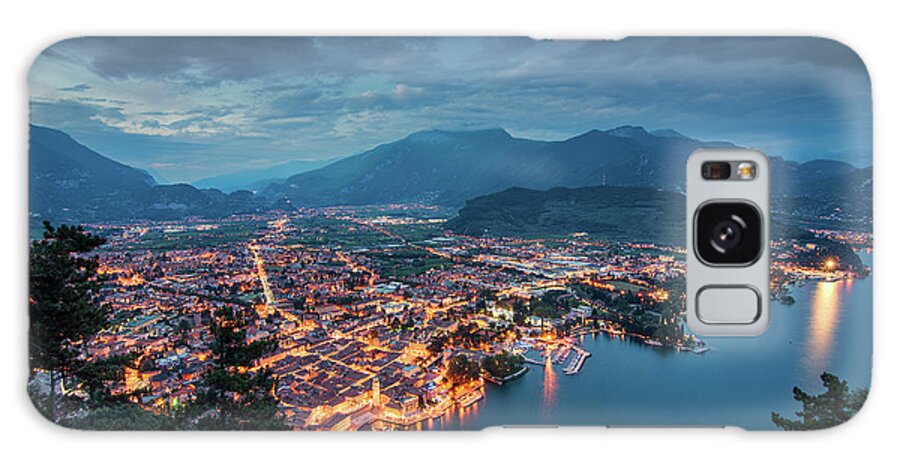 Trento Galaxy Case featuring the photograph Illuminated Townscape At Garda Lake by Danny Iacob