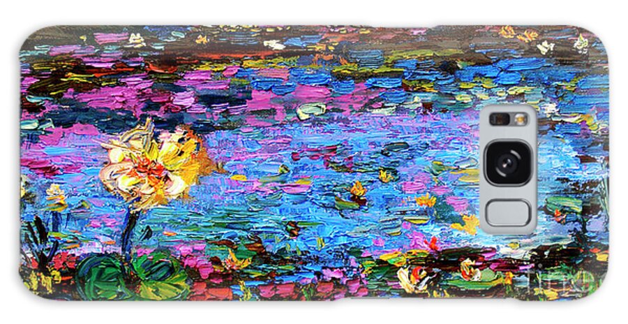 Lily Pond Galaxy S8 Case featuring the painting Impressionist Oil Painting Blue Pond by Ginette Callaway