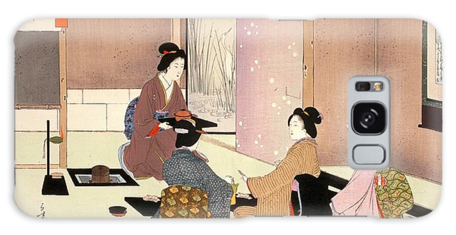 Toshikata Galaxy Case featuring the drawing Japanese Tea Ceremony, 19th century. by Mizuno Toshikata -1866-1908-