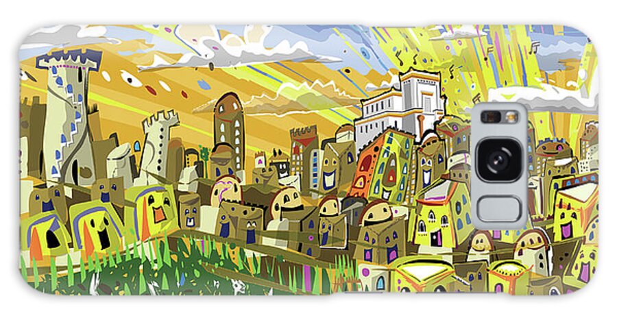Jerusalem Galaxy Case featuring the painting Jerusalem Third Temple by Yom Tov Blumenthal