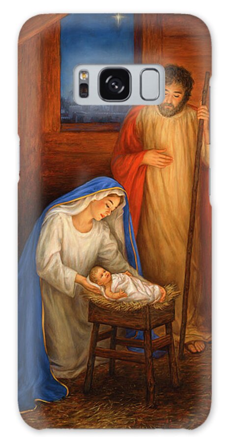 Baby Jesus In The Stable Galaxy Case featuring the painting Jesus Mary Joseph by Edgar Jerins