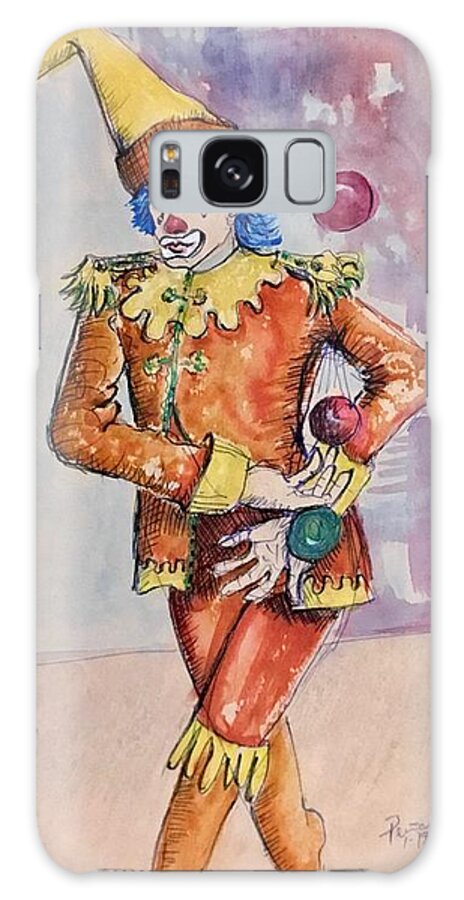 Ricardosart37 Galaxy Case featuring the painting Juggling Clown by Ricardo Penalver deceased