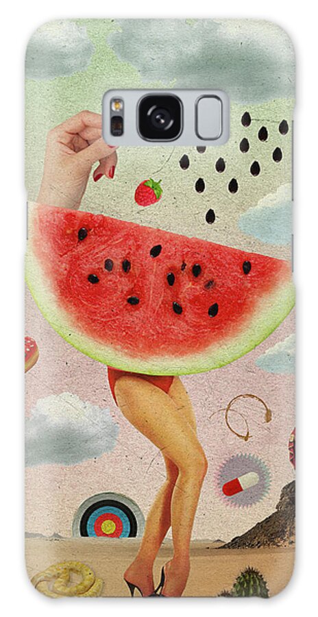 Watermelon Galaxy Case featuring the mixed media Juicy by Elo Marc