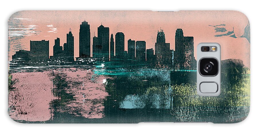 Kansas City Galaxy Case featuring the mixed media Kansas City Abstract Skyline I by Naxart Studio