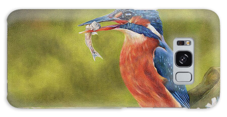 Kingfisher Galaxy Case featuring the painting Kingfisher by Judith Selcuk Illustrations