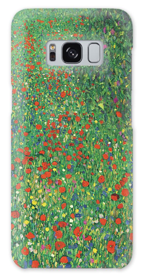 Klimt-field Of Poppies Galaxy Case featuring the mixed media Klimt-field Of Poppies by Portfolio Arts Group