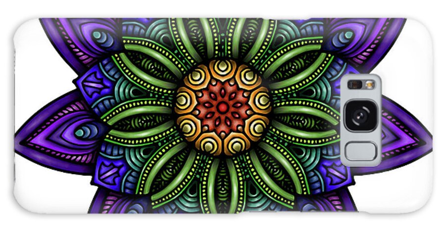 Krita Mandala 67 Coloured A Galaxy Case featuring the mixed media Krita Mandala 67 Coloured A by Delyth Angharad