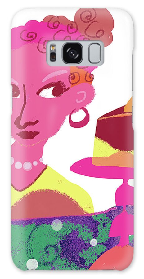 Lady And Pretty Pie Galaxy Case featuring the digital art Lady And Pretty Pie by Holly Mcgee