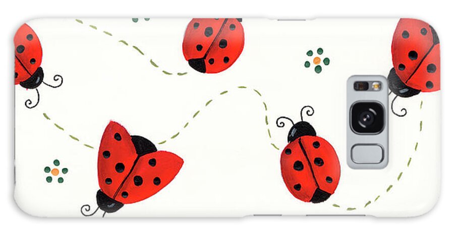 Five Lady Bugs. Galaxy Case featuring the painting Lady Bugs by Beverly Johnston