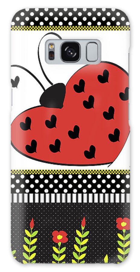 Ladybug Galaxy Case featuring the mixed media Ladybug Valentine Flag by Leslie Wing