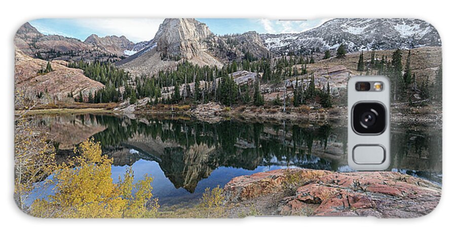 Utah; Landscape; Aspen; Autumn; Fall; Foliage; Granite; Yellow; Golden; Orange; Glow; Blue; Leaves; Wasatch Mountains; Little Cottonwood Canyon; Galaxy Case featuring the photograph Lake Blanche and the Sundial - Big Cottonwood Canyon, Utah - October '06 by Brett Pelletier