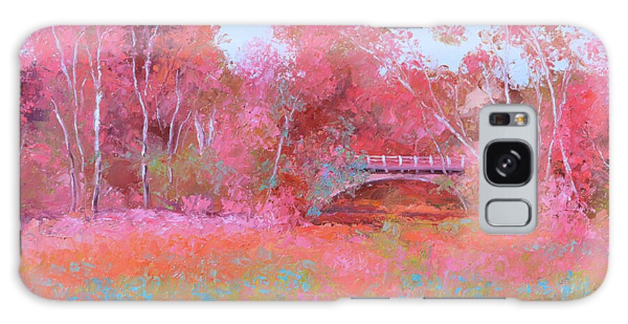 Landscape Galaxy Case featuring the painting Landscape in pink by Jan Matson