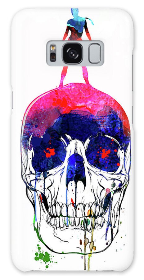 Movies Galaxy Case featuring the mixed media Lara and the Skull Watercolor by Naxart Studio