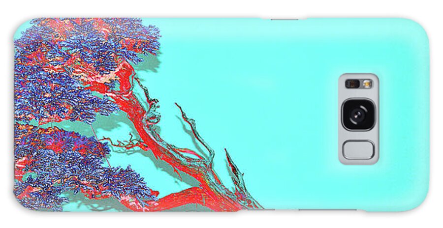 Leaning Red Bonsai Tree Galaxy Case featuring the digital art Leaning Red Bonsai Tree by Tom Kelly