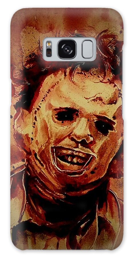 Ryanalmighty Galaxy Case featuring the painting LEATHERFACE fresh blood by Ryan Almighty