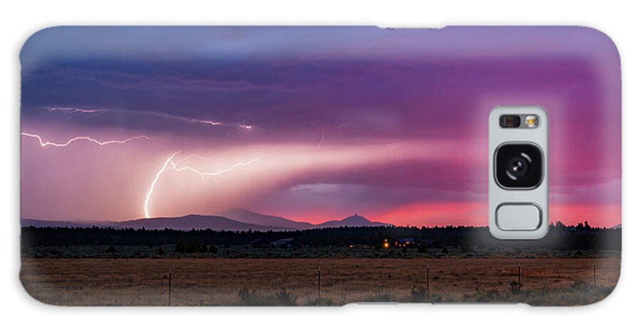 Lightning Galaxy Case featuring the photograph Lightning Sunset by Cat Connor