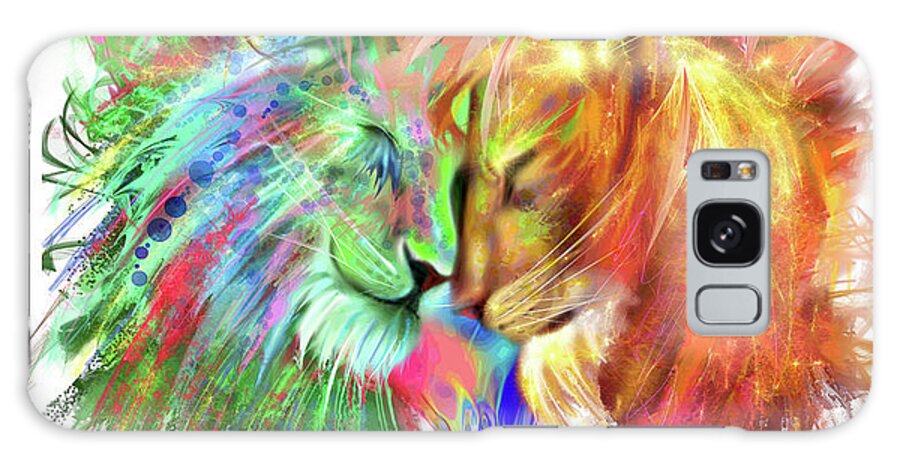 Lion Love Galaxy Case featuring the painting Lion Love by Stephanie Analah