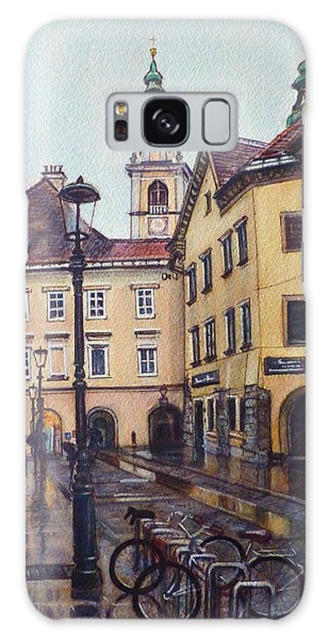 Ljubljana Galaxy S8 Case featuring the painting Ljubljana, Slovenia by Henrieta Maneva