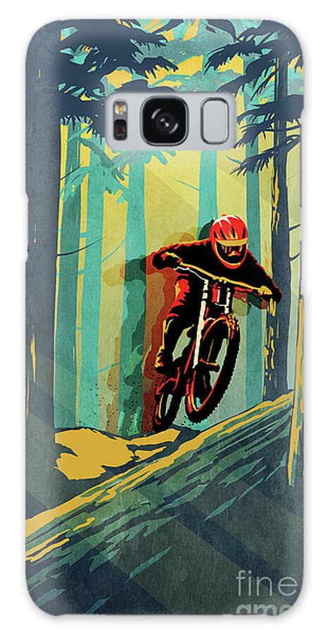 Mountain Bike Galaxy Case featuring the painting Log Jumper by Sassan Filsoof
