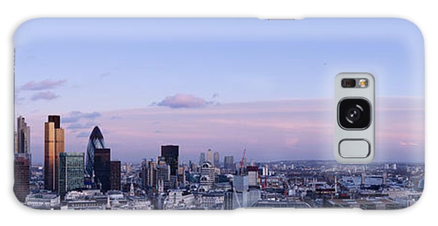 Financial Building Galaxy Case featuring the photograph London Skyline Dusk Panorama by Dynasoar