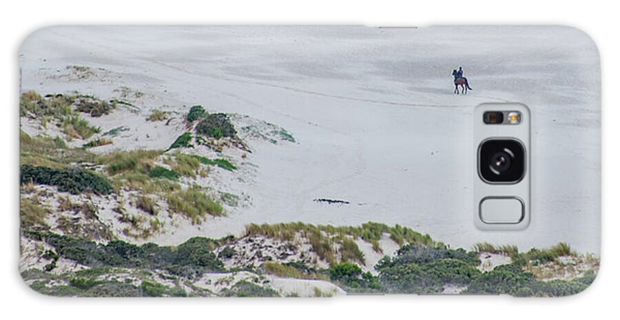 White Sand Galaxy Case featuring the photograph Lonely Beach Rider by Marcy Wielfaert