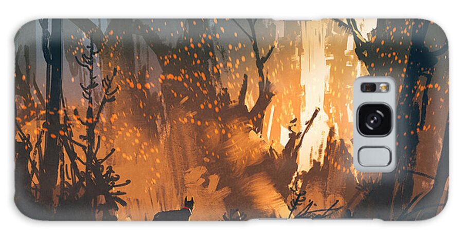 Forest Galaxy Case featuring the digital art Lost Dog In The Forest With Mystic by Tithi Luadthong