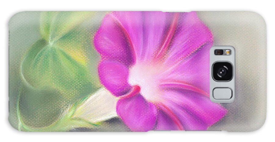 Botanical Galaxy Case featuring the painting Magenta Morning Glory and Leaf by MM Anderson