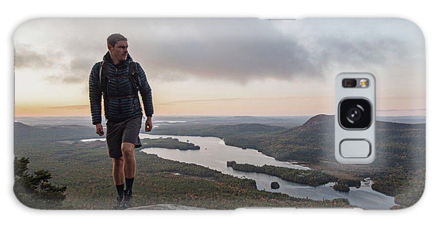 Appalachian Trail Galaxy Case featuring the photograph Male Hiker Walks Along Appalachian Trail With View At Sunrise In Maine by Cavan Images