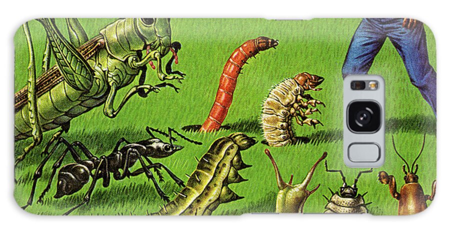 Adult Galaxy Case featuring the drawing Man and Giants Bugs by CSA Images