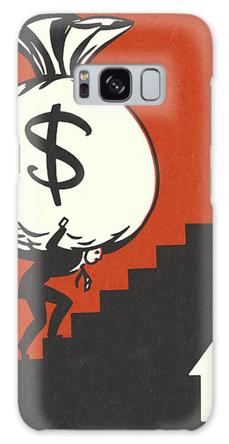 Adult Galaxy Case featuring the drawing Man Carrying a Huge Money Bag Up Stairs by CSA Images
