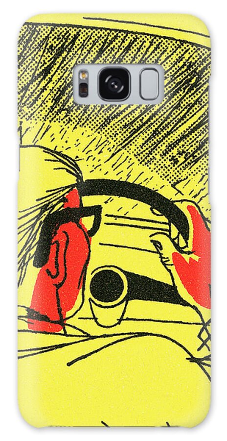 Auto Galaxy Case featuring the drawing Man driving in the rain by CSA Images