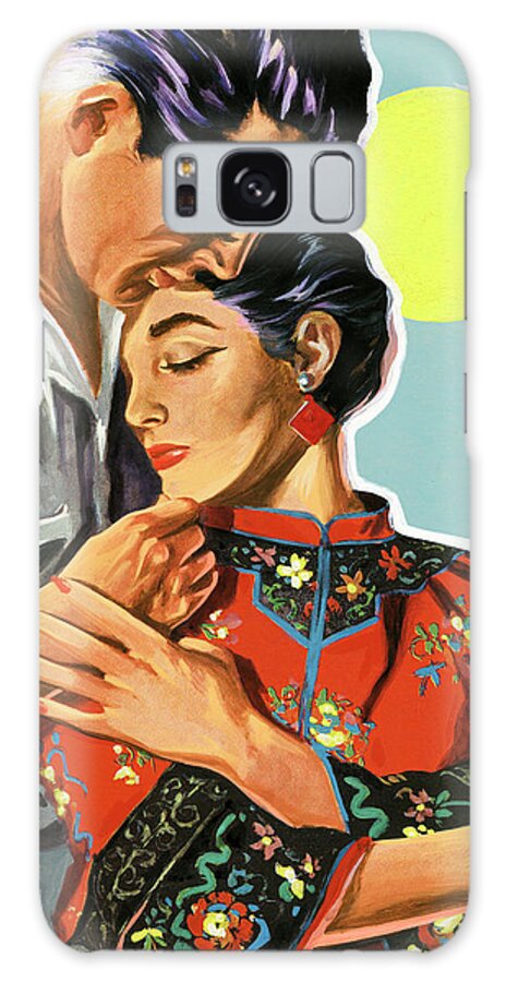 Adult Galaxy Case featuring the drawing Man Embracing Dark Haired Woman by CSA Images
