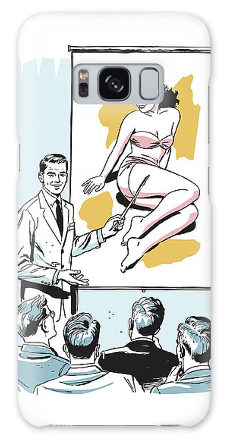 Admire Galaxy Case featuring the drawing Man Presenting to a Group and Pointing to Image of a Woman in a Bikini by CSA Images