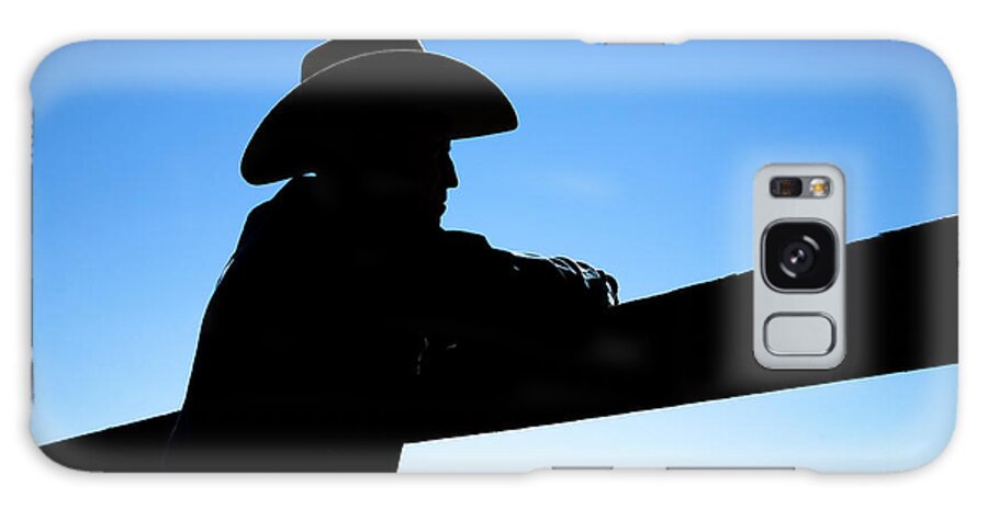 People Galaxy Case featuring the photograph Man Rancher On Farm. Fence In by Fstop123