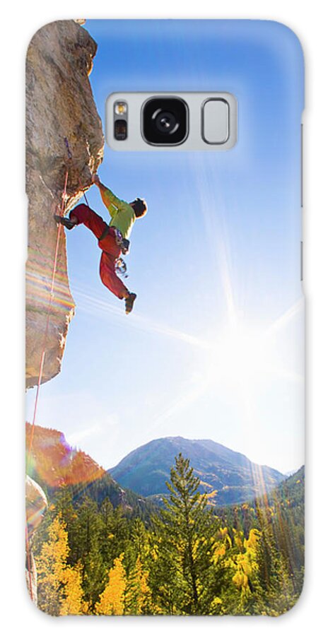 Aspen Galaxy Case featuring the photograph Man Rock Climbing, Dangling From by Tyler Stableford