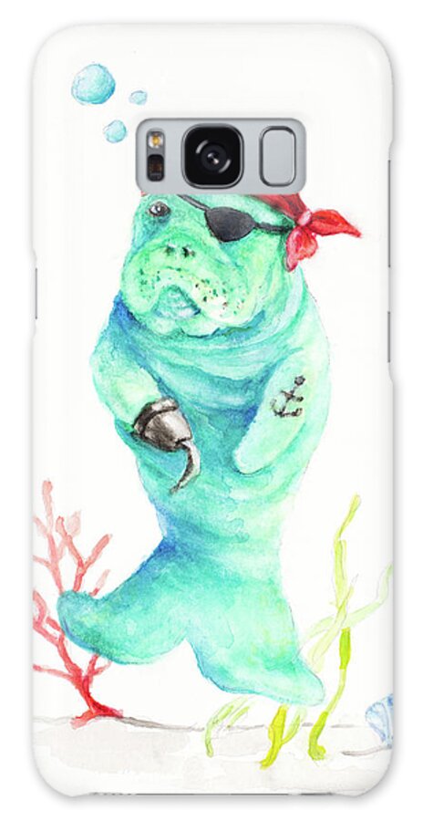 Pirate Galaxy Case featuring the painting Manatee Pirate by Lanie Loreth
