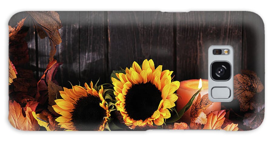 Event Galaxy Case featuring the photograph Maple Tree And Sunflowers by Moncherie
