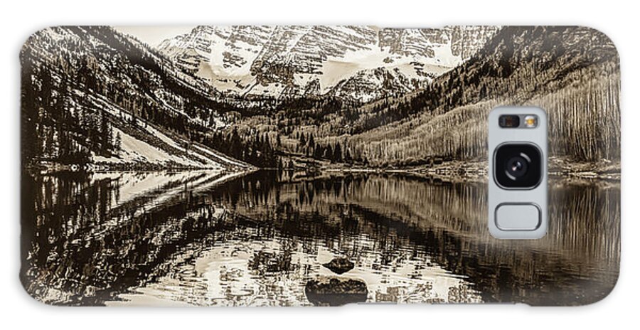 America Galaxy Case featuring the photograph Maroon Bells Mountain Peaks Sepia Landscape - Aspen Colorado by Gregory Ballos