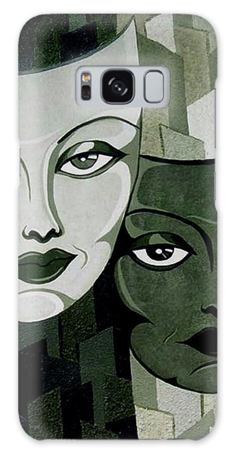 Portrait Galaxy Case featuring the painting Masks Verde by Tara Hutton