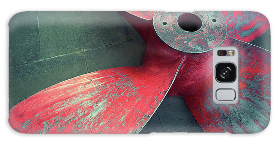 Freight Transportation Galaxy Case featuring the photograph Massive Propeller Distressed Red by Peskymonkey