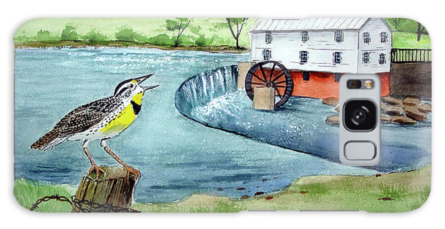 Meadowlark And Murray's Mill Galaxy Case featuring the painting Meadowlark And Murray's Mill by Arie Reinhardt Taylor